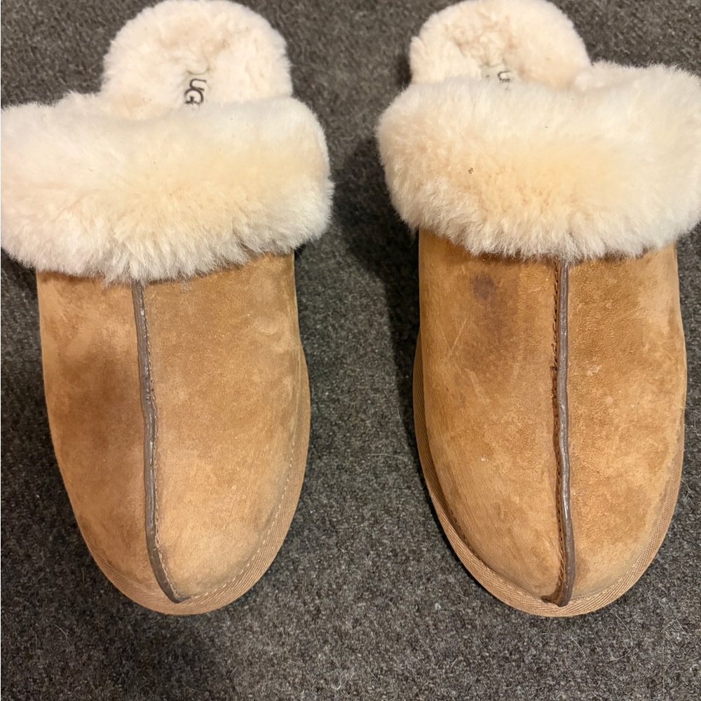 UGG Cozy Tan and Cream Sheepskin Slippers